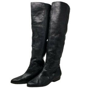 Pour La Victorie Womens Black Leather Emmanuelle Over-the-Knee Boot Size 8.5